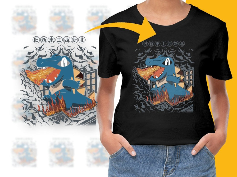 Fire Breathing Dragon Totodile Unisex Graphic PNG File - Teepew