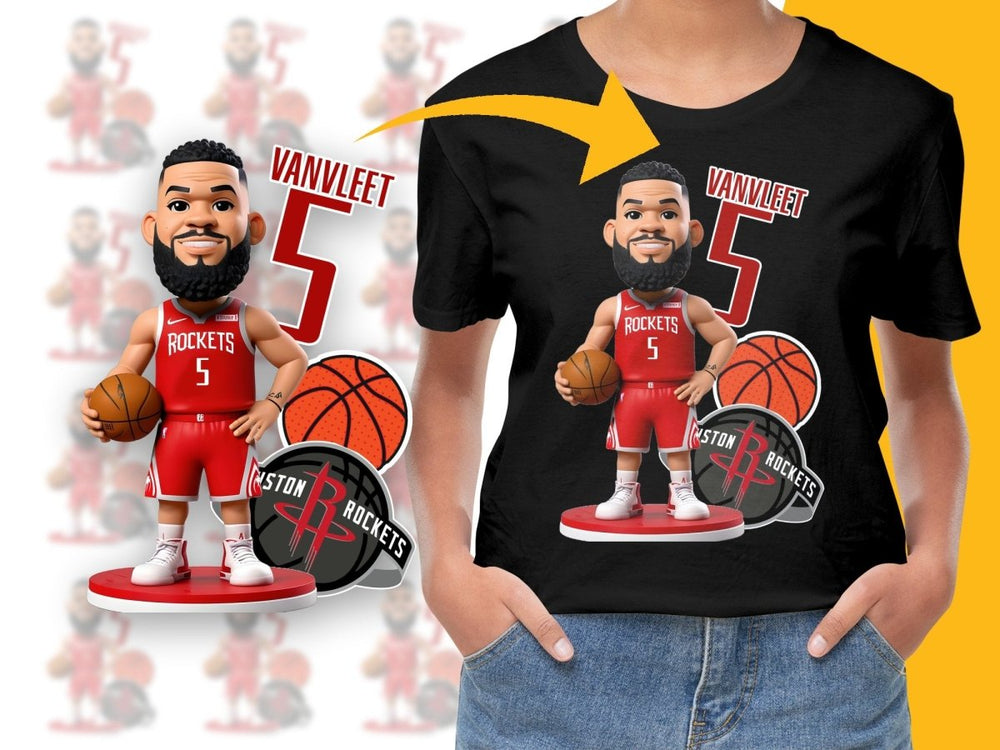 Fred VanVleet Houston Rockets Cartoon Basketball Player PNG File - Teepew