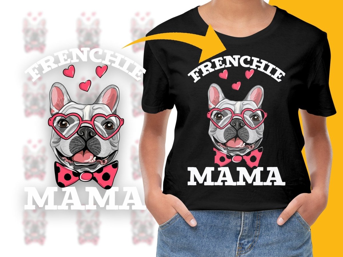 Frenchie Mama Heart Glasses Cute Dog Print PNG File - Teepew