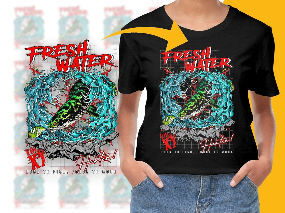 Fresh Water Hunter Fish PNG File Born To Fish Force To Work - Teepew