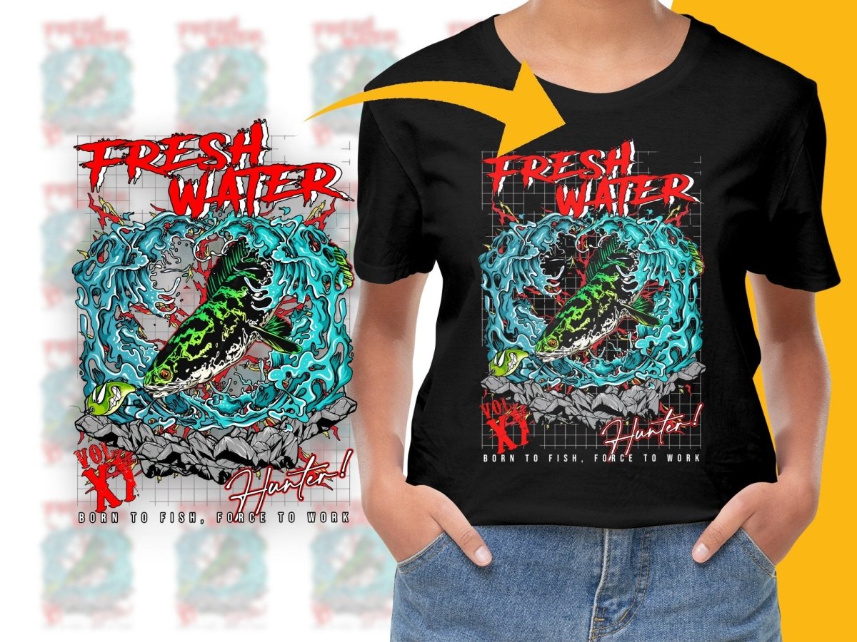 Fresh Water Hunter Fish PNG File Born To Fish Force To Work - Teepew