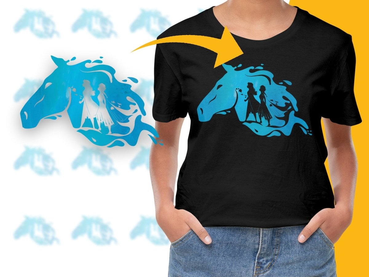 Frozen 2 Elsa and Anna Blue Horse Graphic PNG File - Teepew