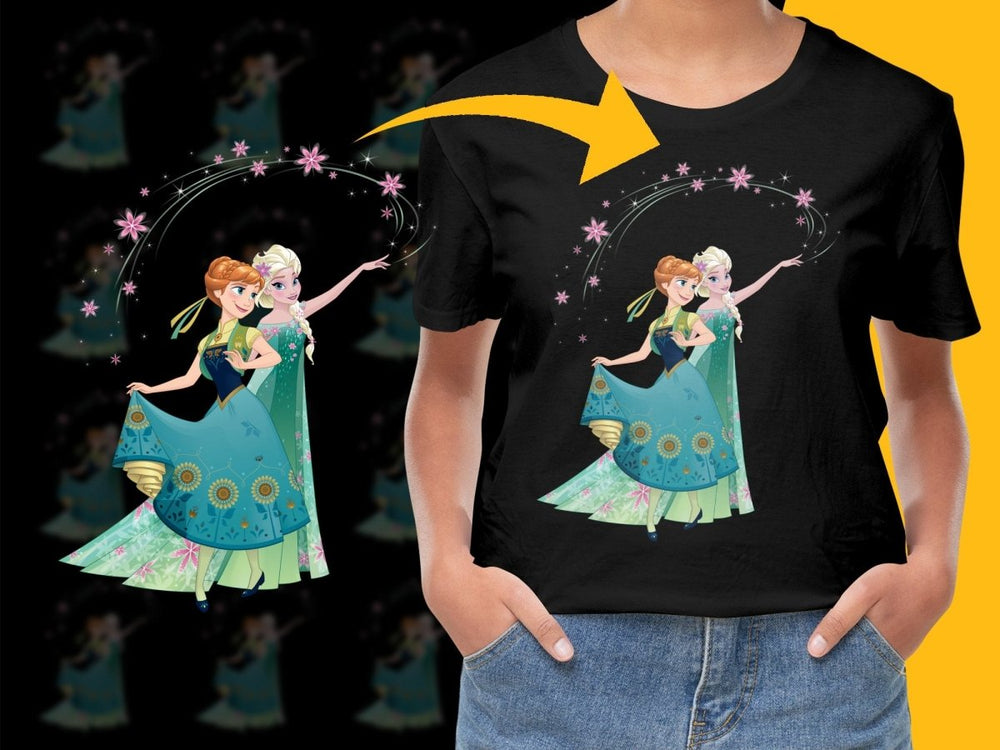 Frozen Anna and Elsa Floral Graphic PNG File - Teepew