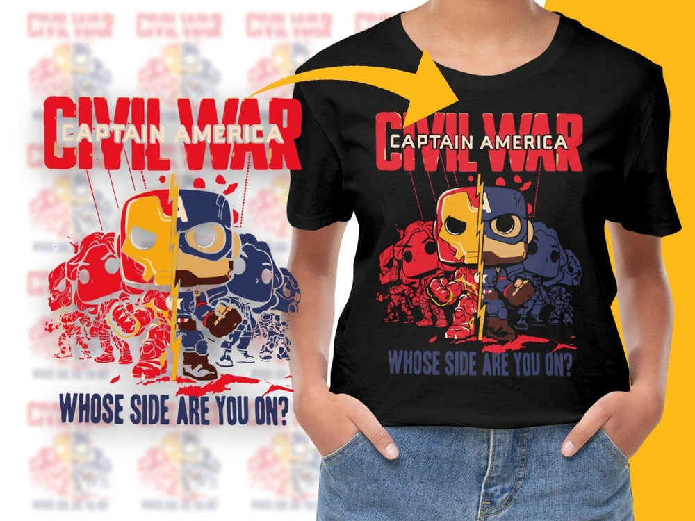 Funko Pop Captain America Civil War Whose Side Are You On PNG File - Teepew