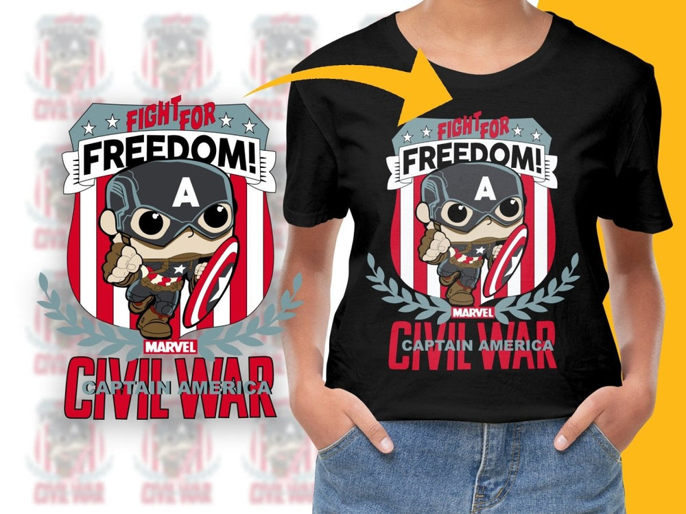 Funko Pop Fight For Freedom Marvel Civil War Captain America PNG File - Teepew
