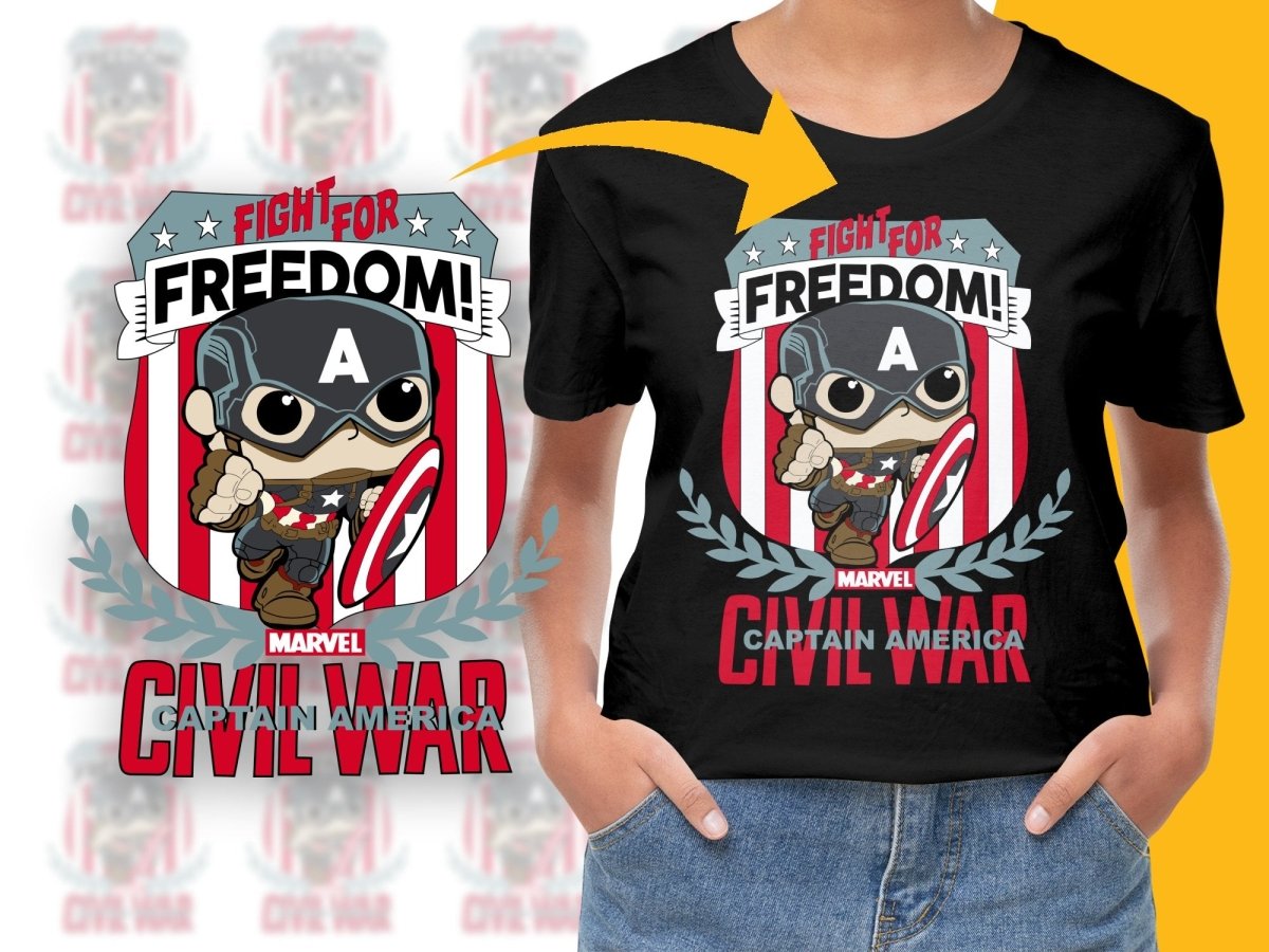 Funko Pop Fight For Freedom Marvel Civil War Captain America PNG File - Teepew