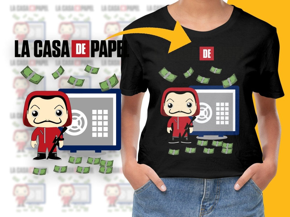 Funko Pop Money Heist Cartoon with Cash Vault PNG File - Teepew