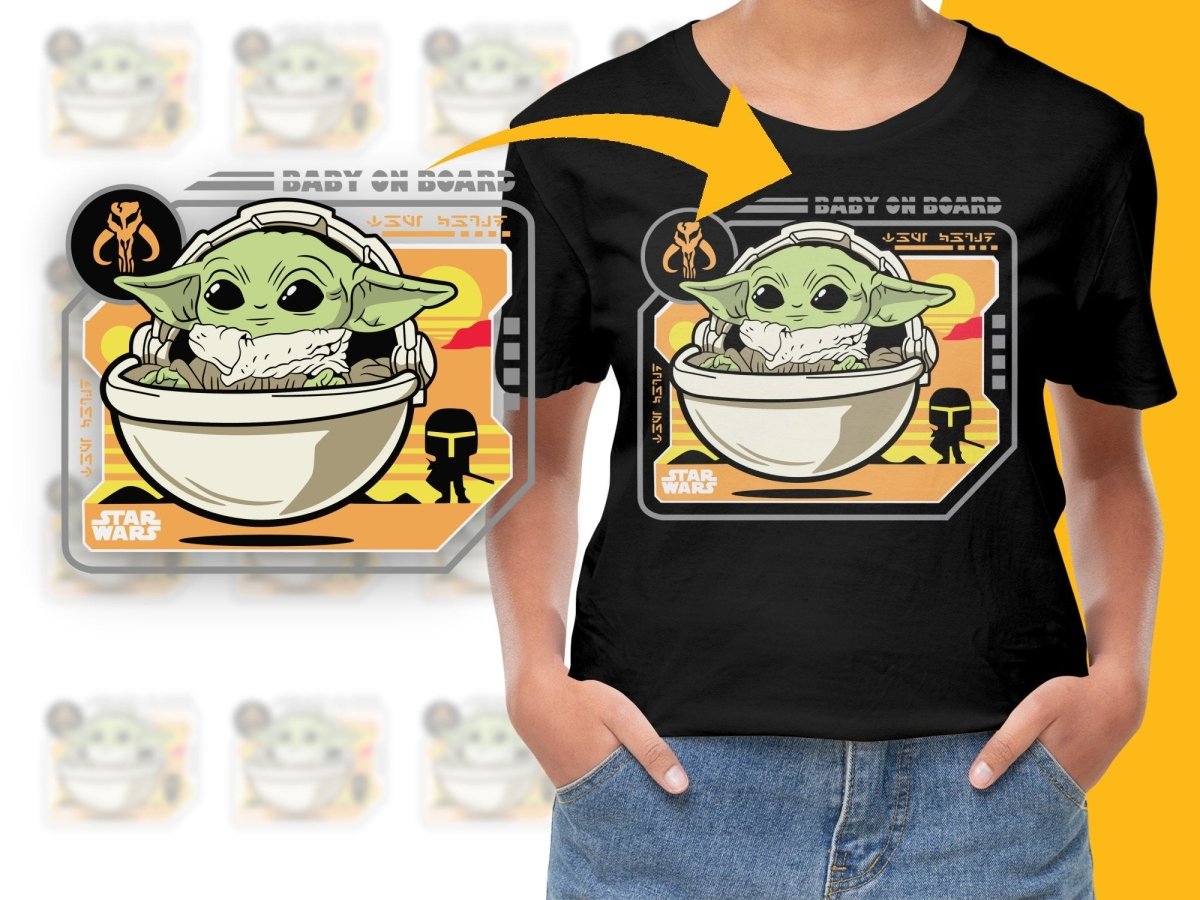 Funko Pop Star Wars Baby On Board Mandalorian PNG File - Teepew