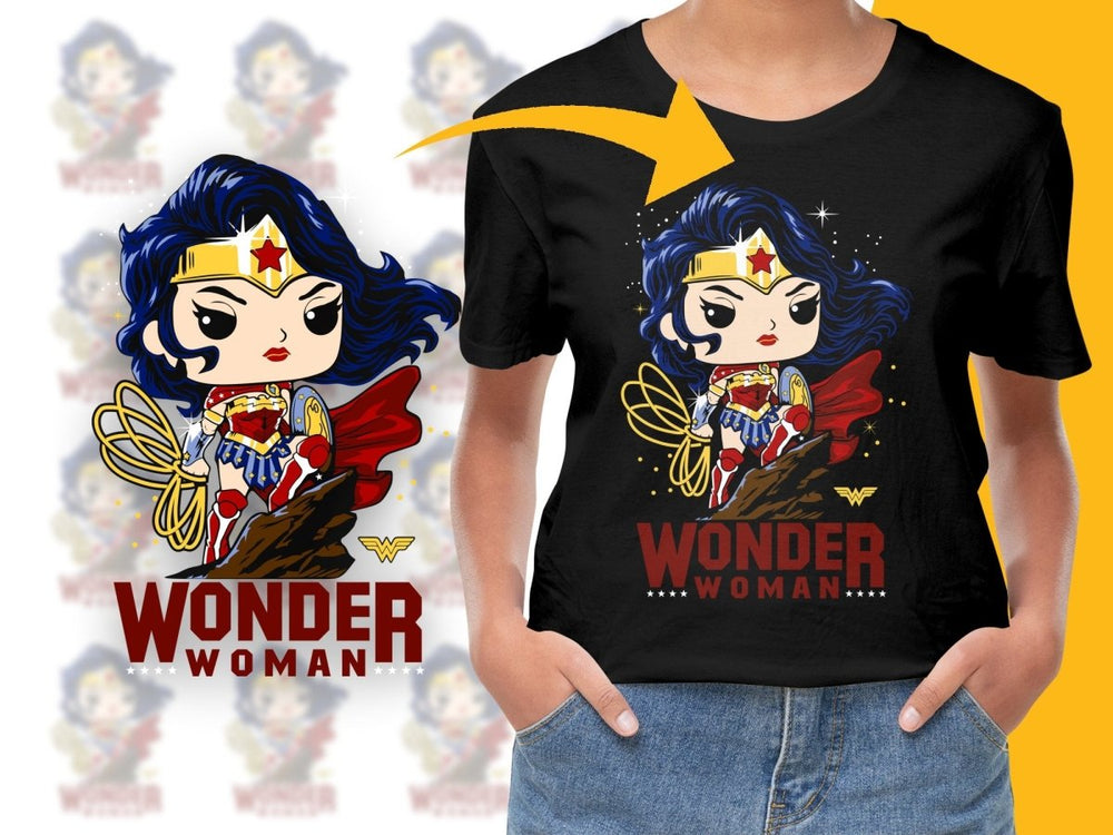 Funko Pop Wonder Woman Cartoon Cute PNG File - Teepew
