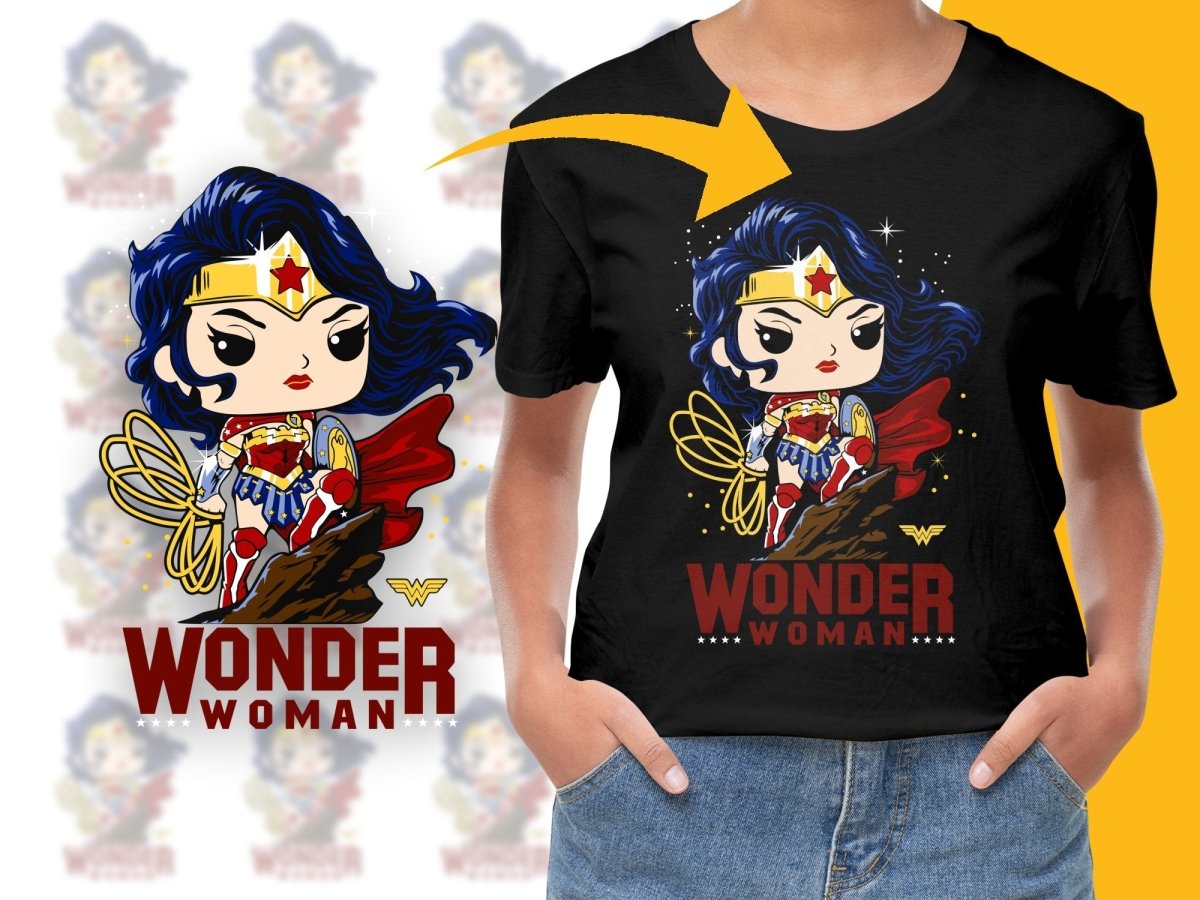 Funko Pop Wonder Woman Cartoon Cute PNG File - Teepew
