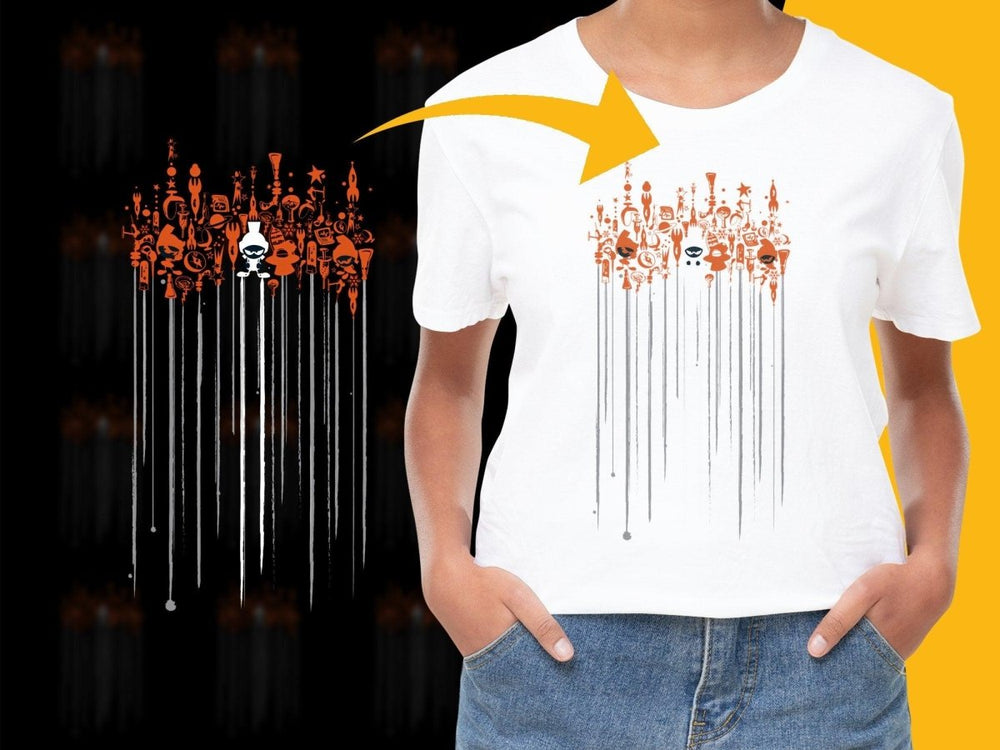 Funky Abstract Design with Orange and Grey Splashes PNG File - Teepew