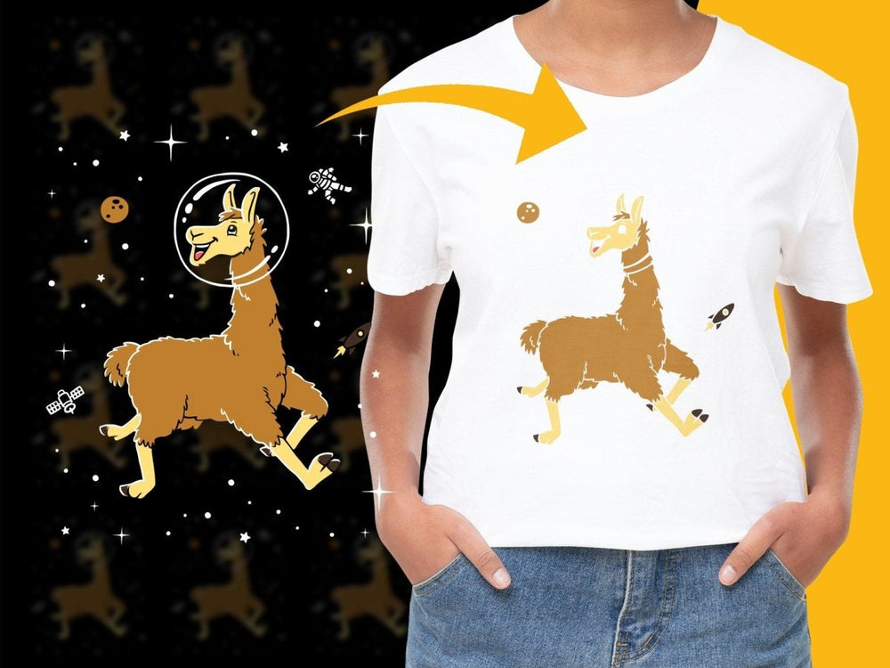 Funny Cartoon Llama in Space Graphic PNG File - Teepew