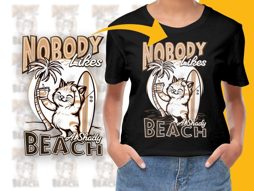 Funny Cat and Surfboard Nobody Likes Beach PNG File - Teepew