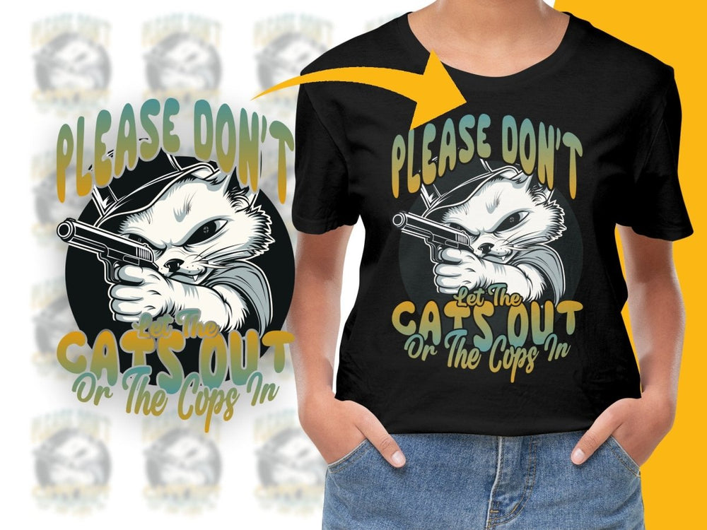 Funny Cat With Gun Don't Let The Cats Out PNG File - Teepew
