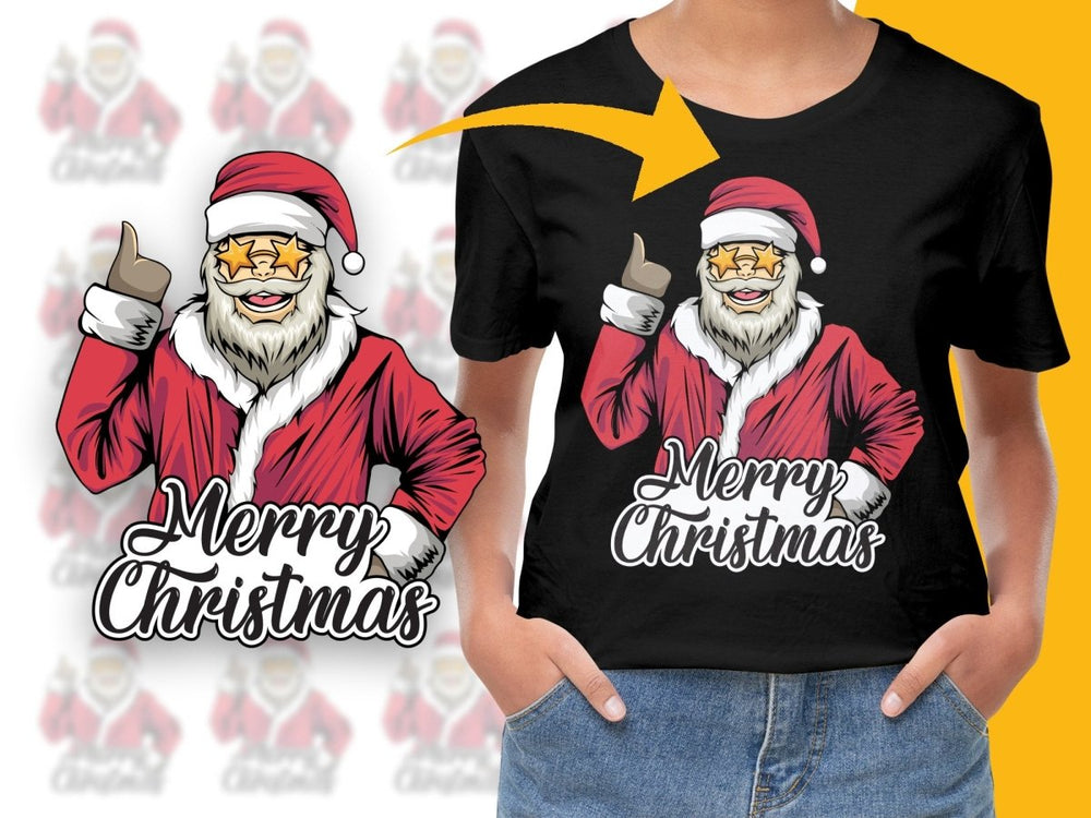 Funny Christmas Santa Claus with Star Sunglasses PNG File - Teepew