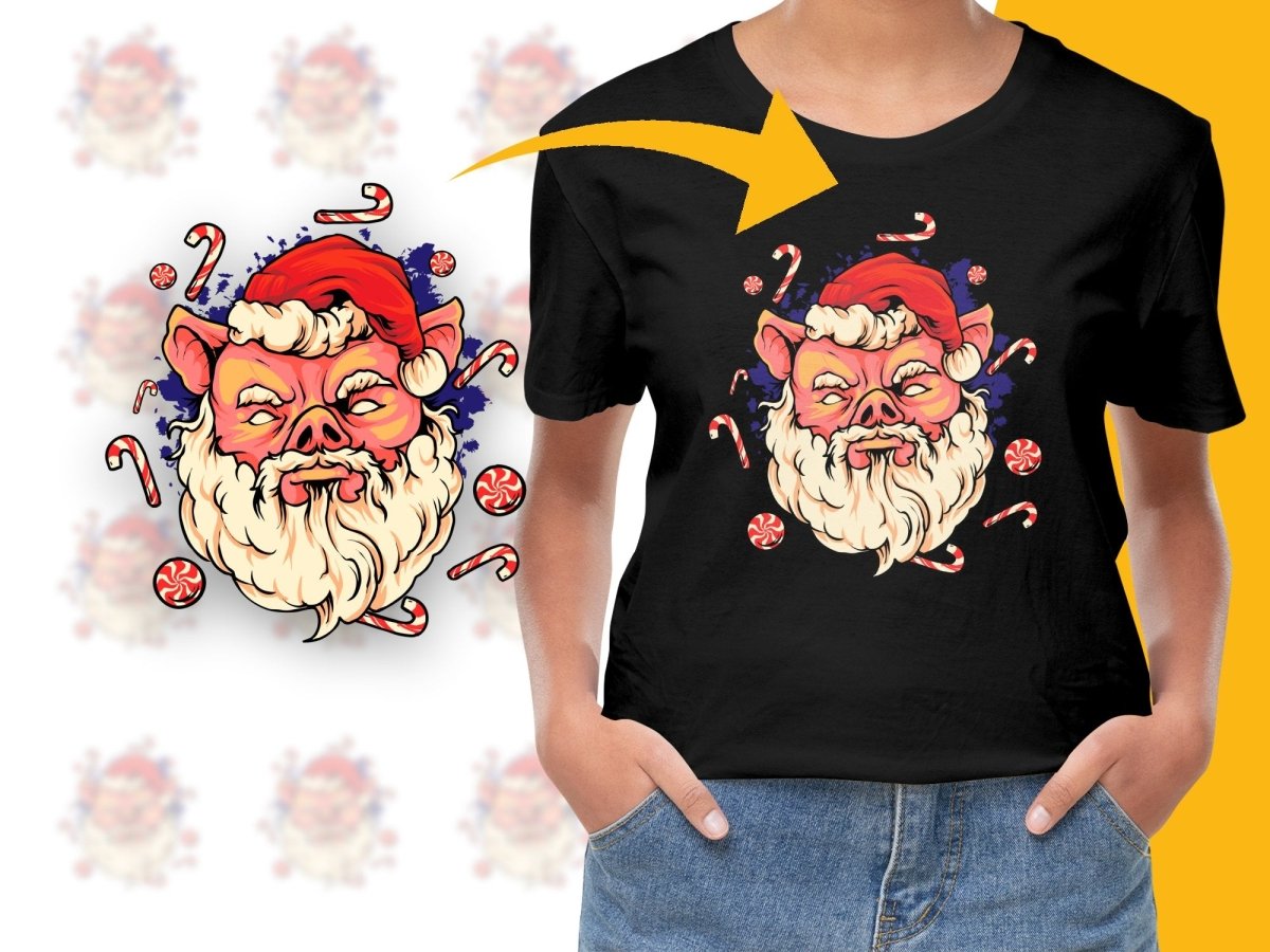 Funny Christmas Santa Pig in Red Hat PNG File - Teepew