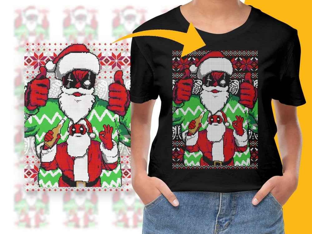 Funny Deadpool Santa Ugly Christmas Sweater PNG File - Teepew