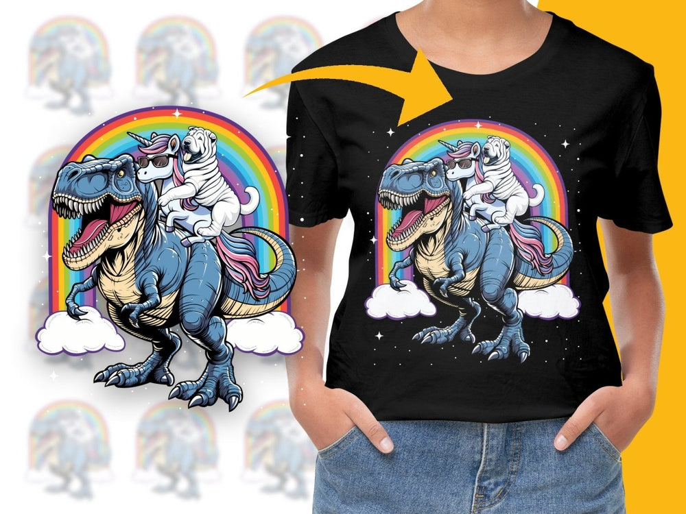 Funny Dinosaur Unicorn Siberian Husky Rainbow PNG File - Teepew