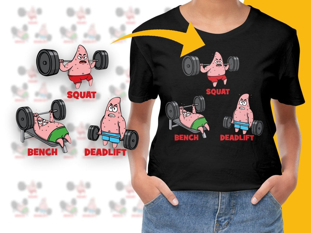 Funny Gym Fitness Cartoon Characters Lifting Weights PNG File - Teepew