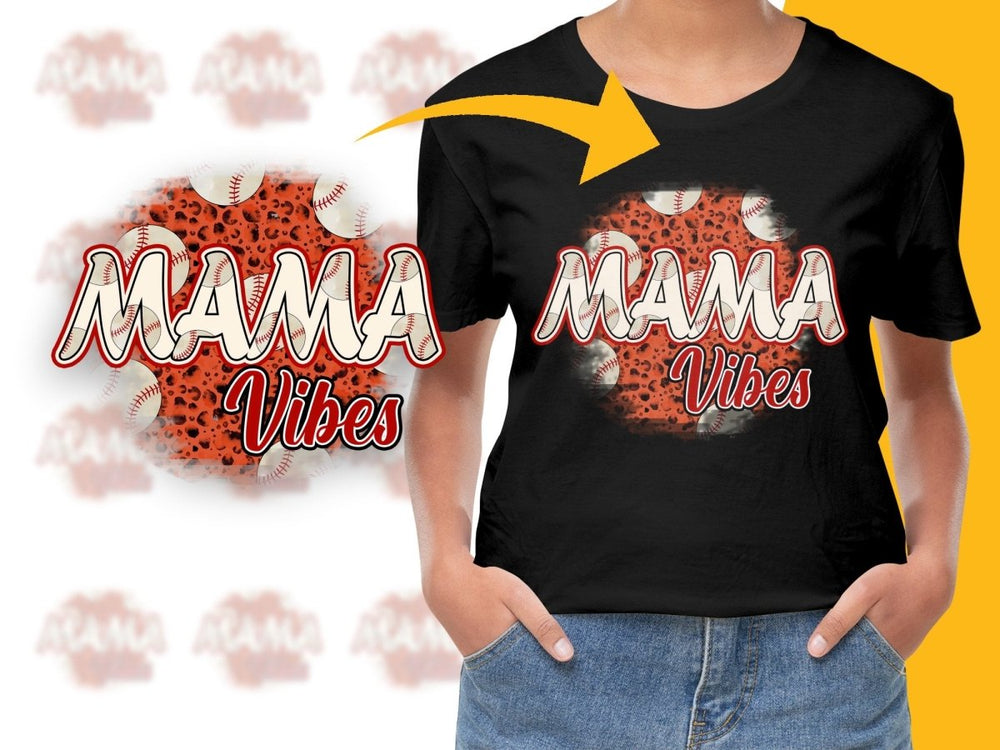 Funny Mama Vibes Baseball Theme Sports Fan PNG File - Teepew