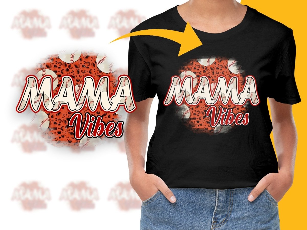 Funny Mama Vibes Baseball Theme Sports Fan PNG File - Teepew