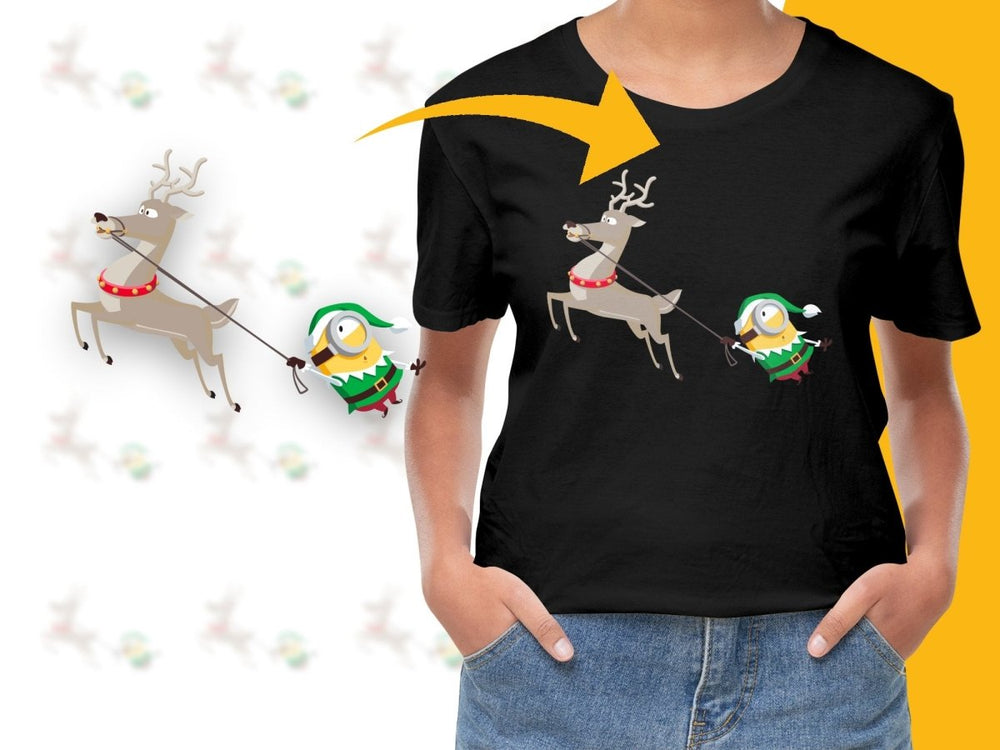 Funny Minion Christmas Elf with Reindeer PNG File - Teepew