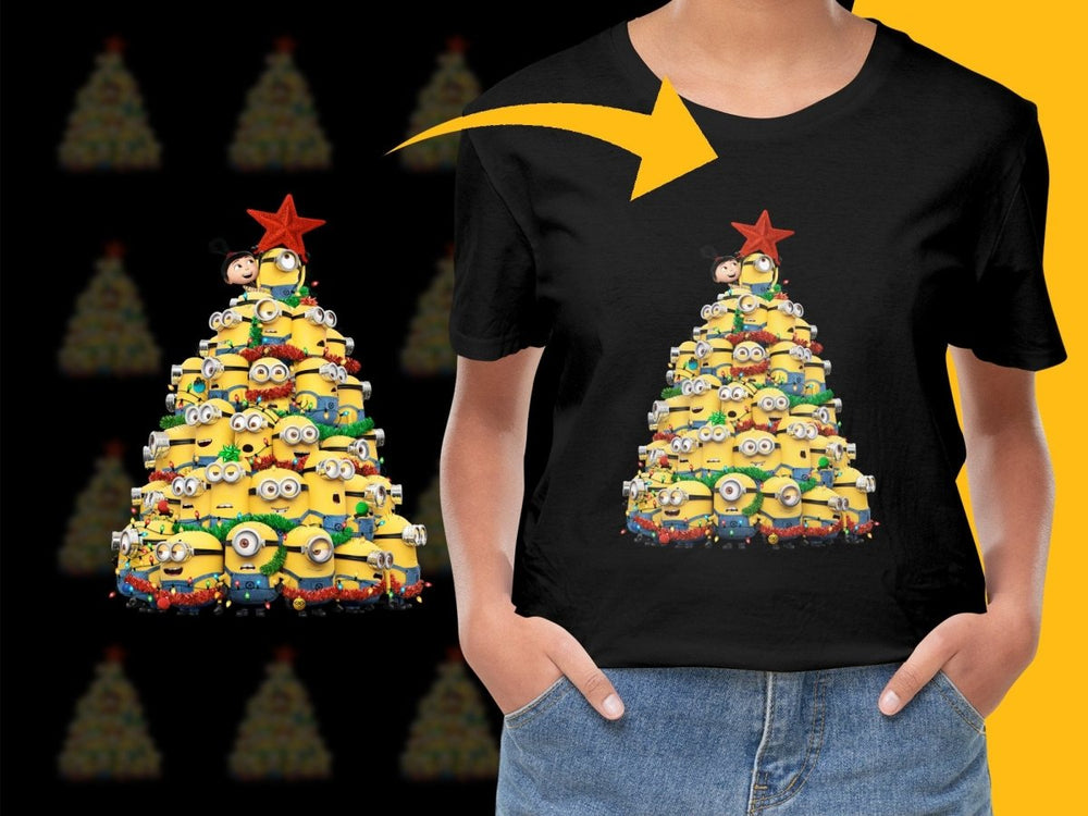 Funny Minion Christmas Tree Theme Graphic PNG File - Teepew