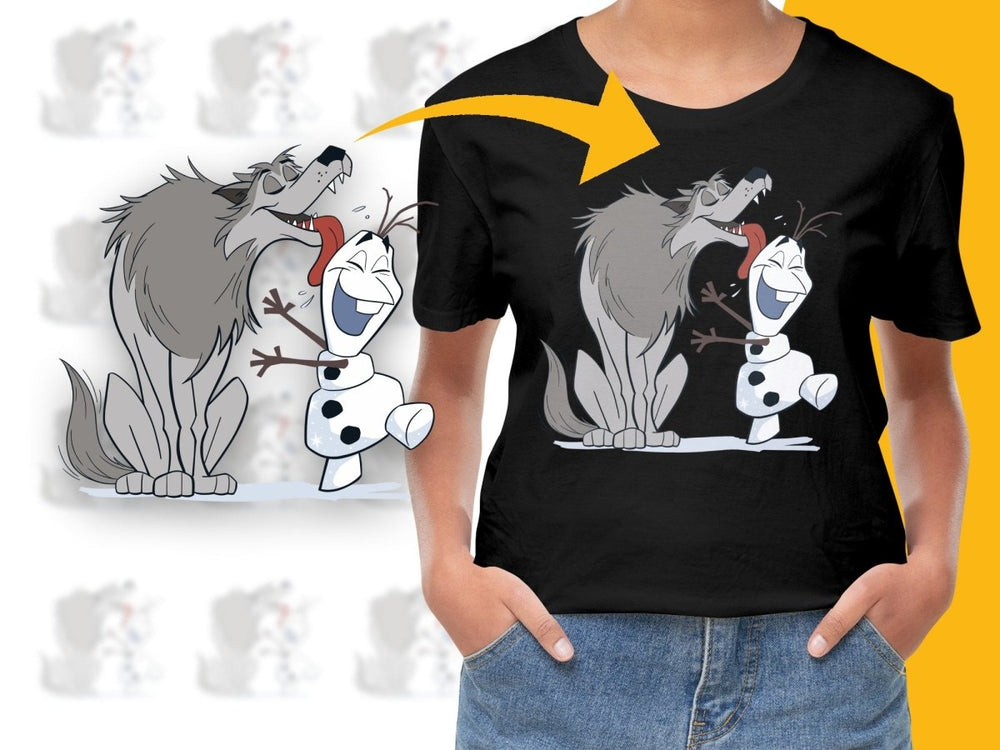 Funny Olaf Licking Wolf Digital product - Teepew