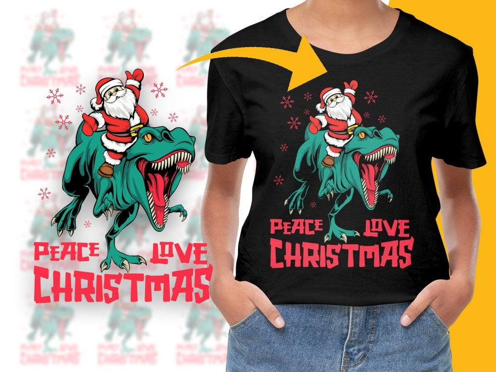 Funny Santa Riding T - Rex Dinosaur Christmas PNG File - Teepew