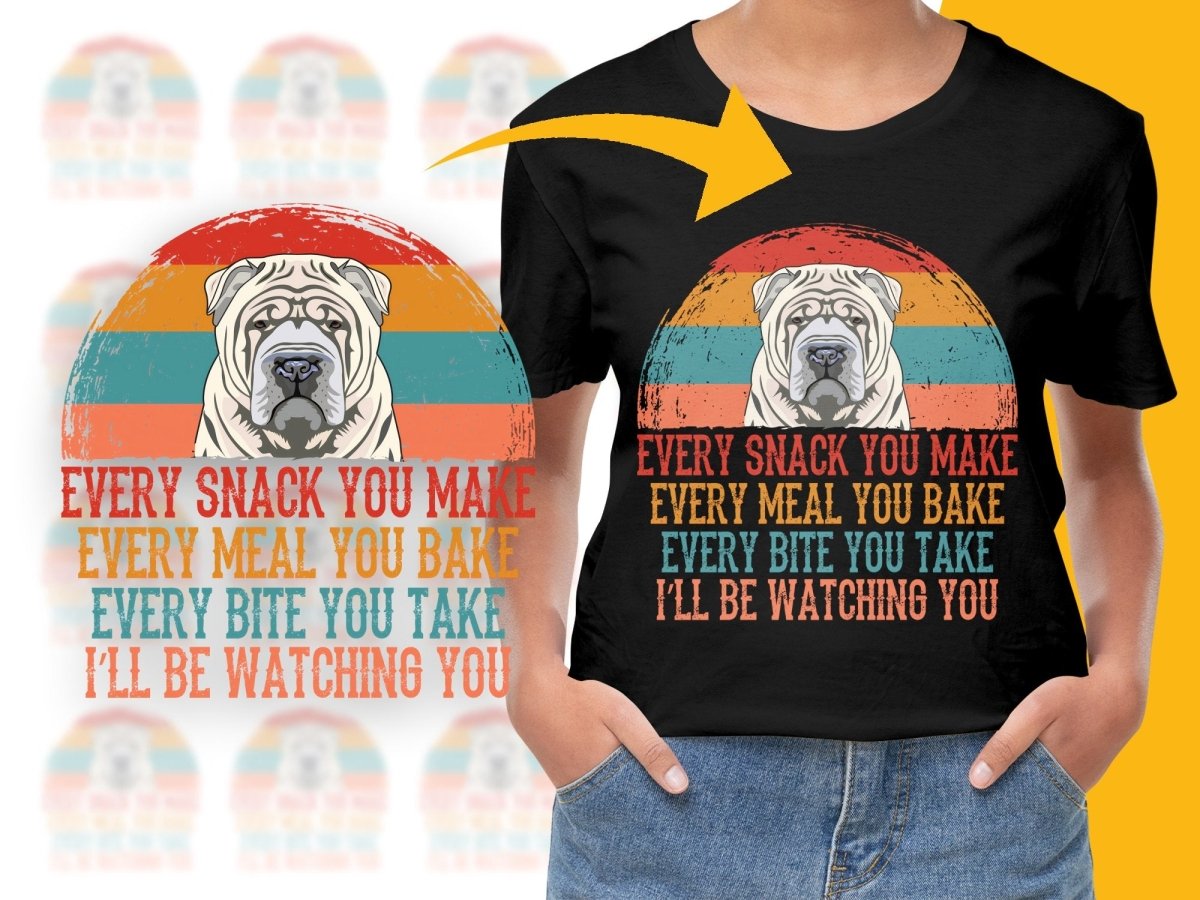 Funny Shar Pei Dog Watching You Retro Style PNG File - Teepew