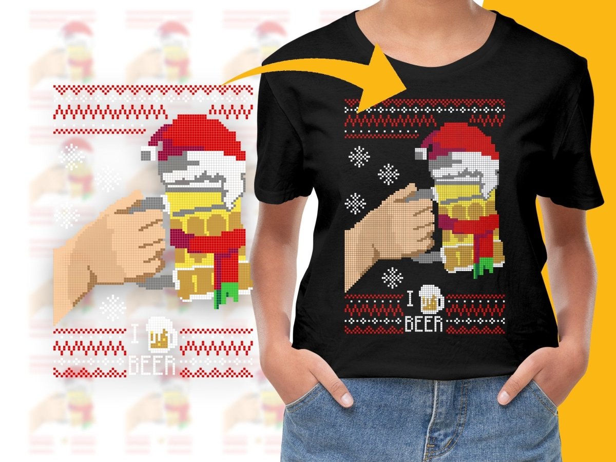 Funny Spongebob Pixels Christmas Beer Mug Cheers PNG File - Teepew