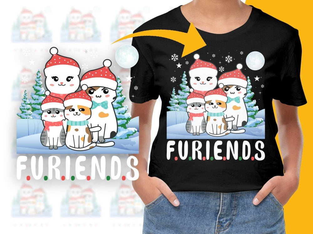 F.U.R.I.E.N.D.S Cute Christmas Cat Design PNG File - Teepew
