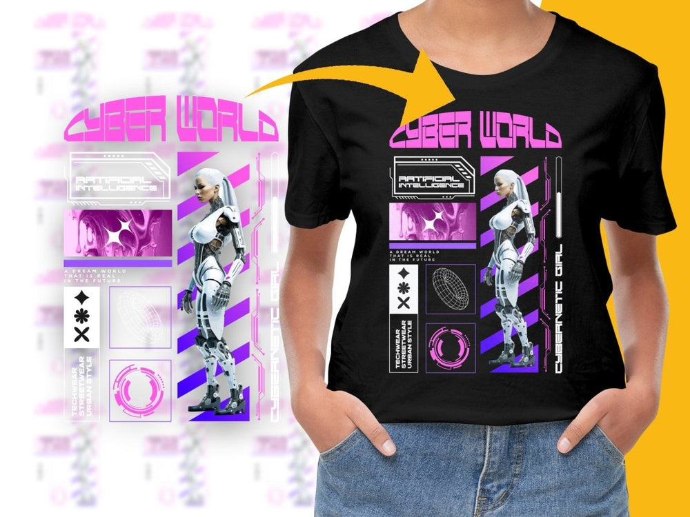 Futuristic Cyber World Design Graphic White PNG File - Teepew
