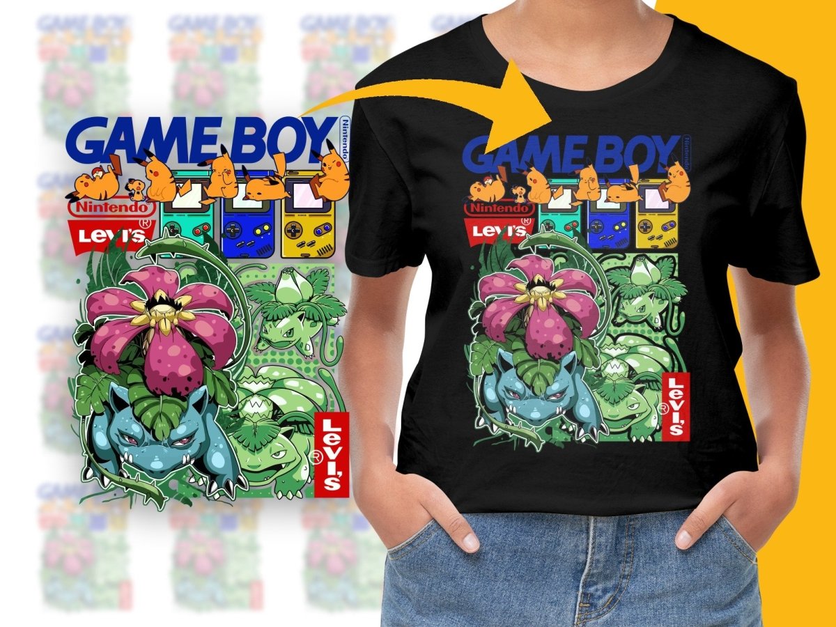 Game Boy and Jeans Brand Collaboration Pokémon Venusaur PNG File - Teepew