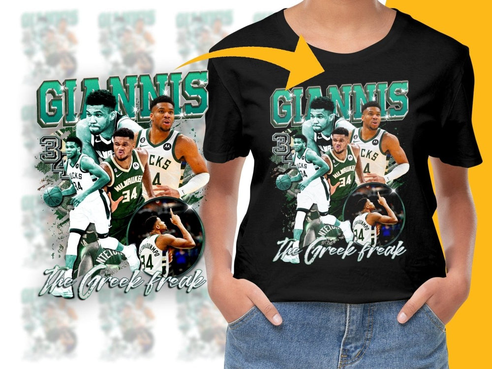 Giannis Antetokounmpo Milwaukee Bucks The Greek Freak Basketball Star Bootleg PNG File - Teepew