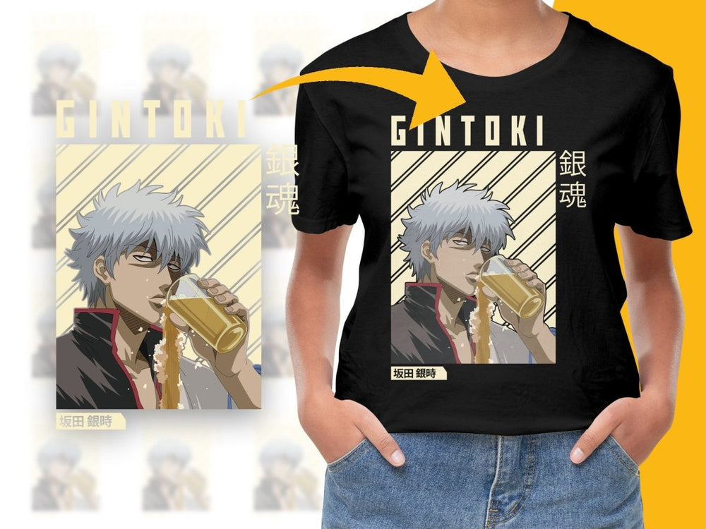 Gintoki Sakata Drinking Anime Art PNG Digital Download - Teepew