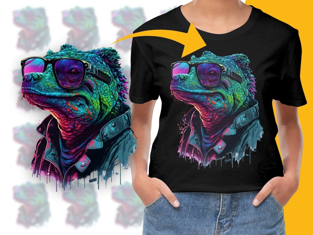 Glamorous Iguana Art with Sunglasses Cool PNG File - Teepew