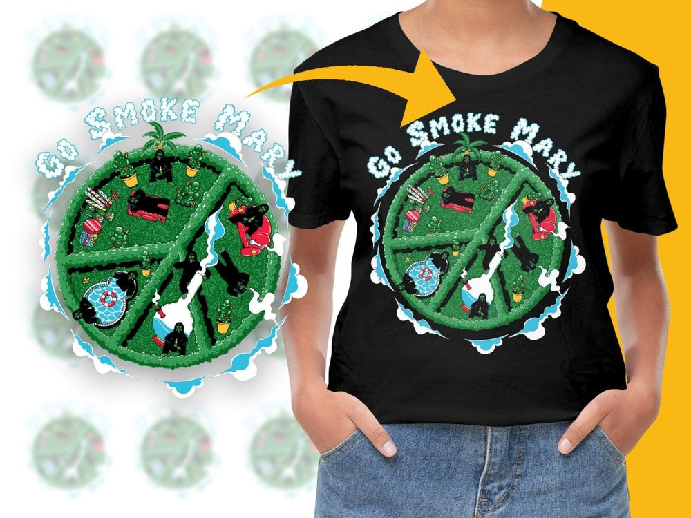 Go Smoke Mary Peace Symbol Themed Graphic PNG File - Teepew