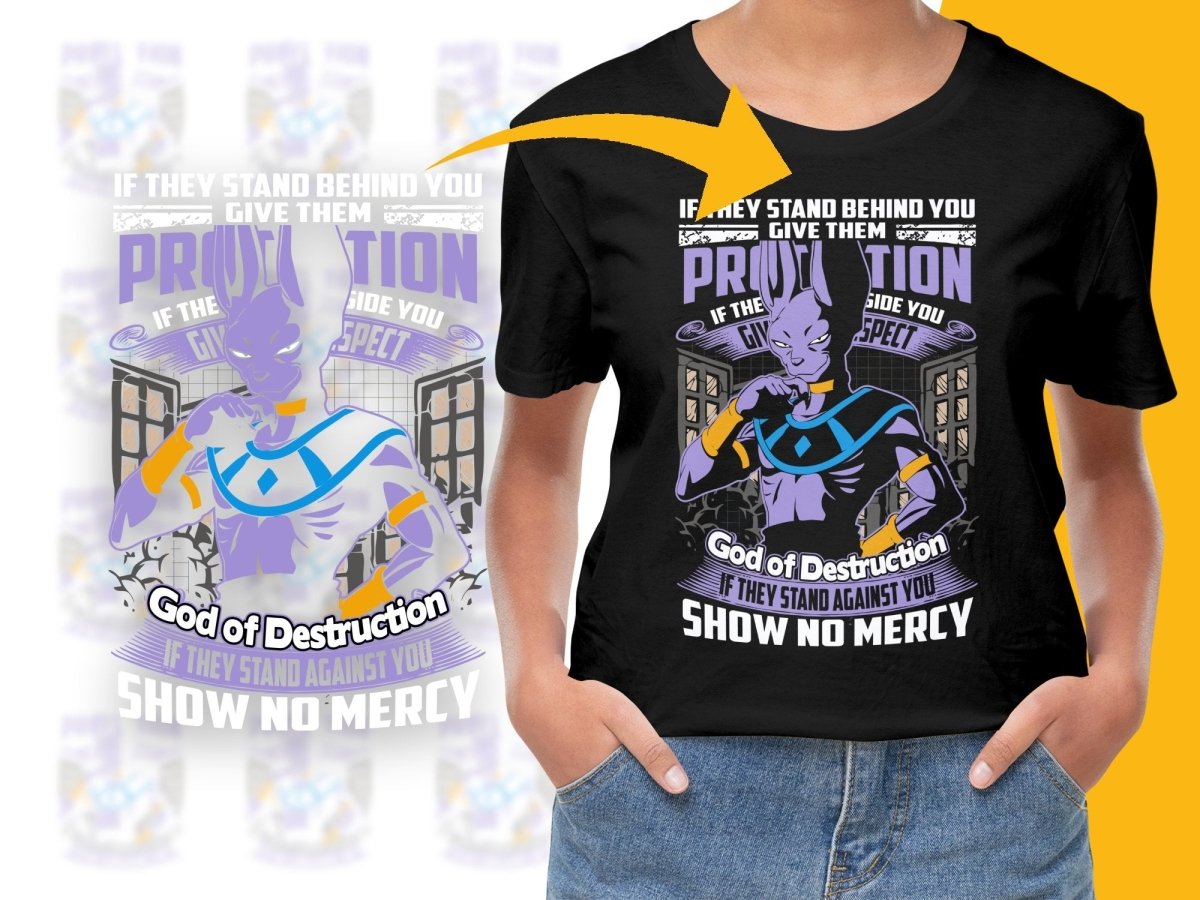 God of Destruction Show No Mercy Graphic PNG File - Teepew