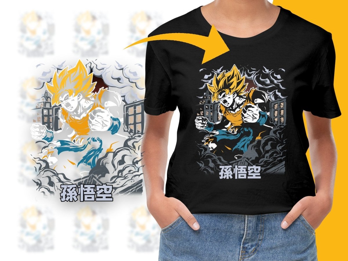 Goku Powerful Burst Cloudy City Anime Graphic PNG File - Teepew