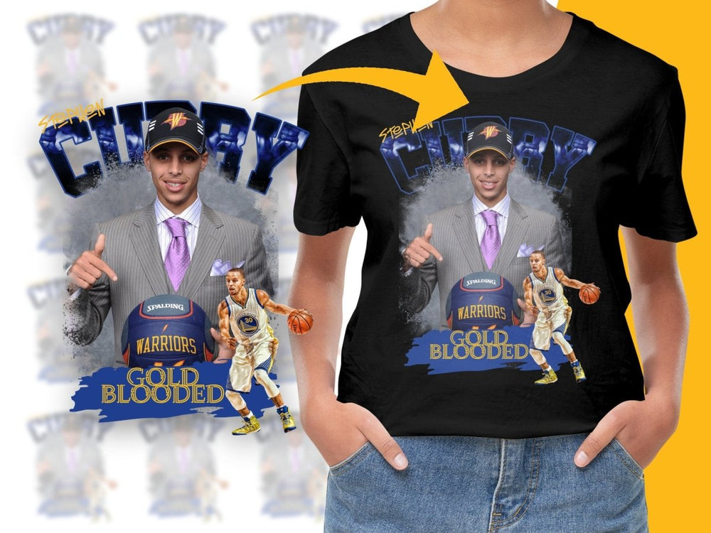 Gold Blooded Young Stephen Curry Golden State Warriors Basketball Star Bootleg PNG File - Teepew