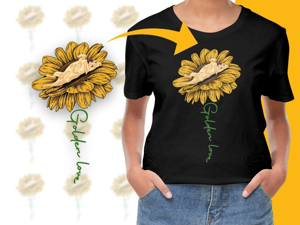 Golden Love Sunflower Golden Retriever PNG File - Teepew