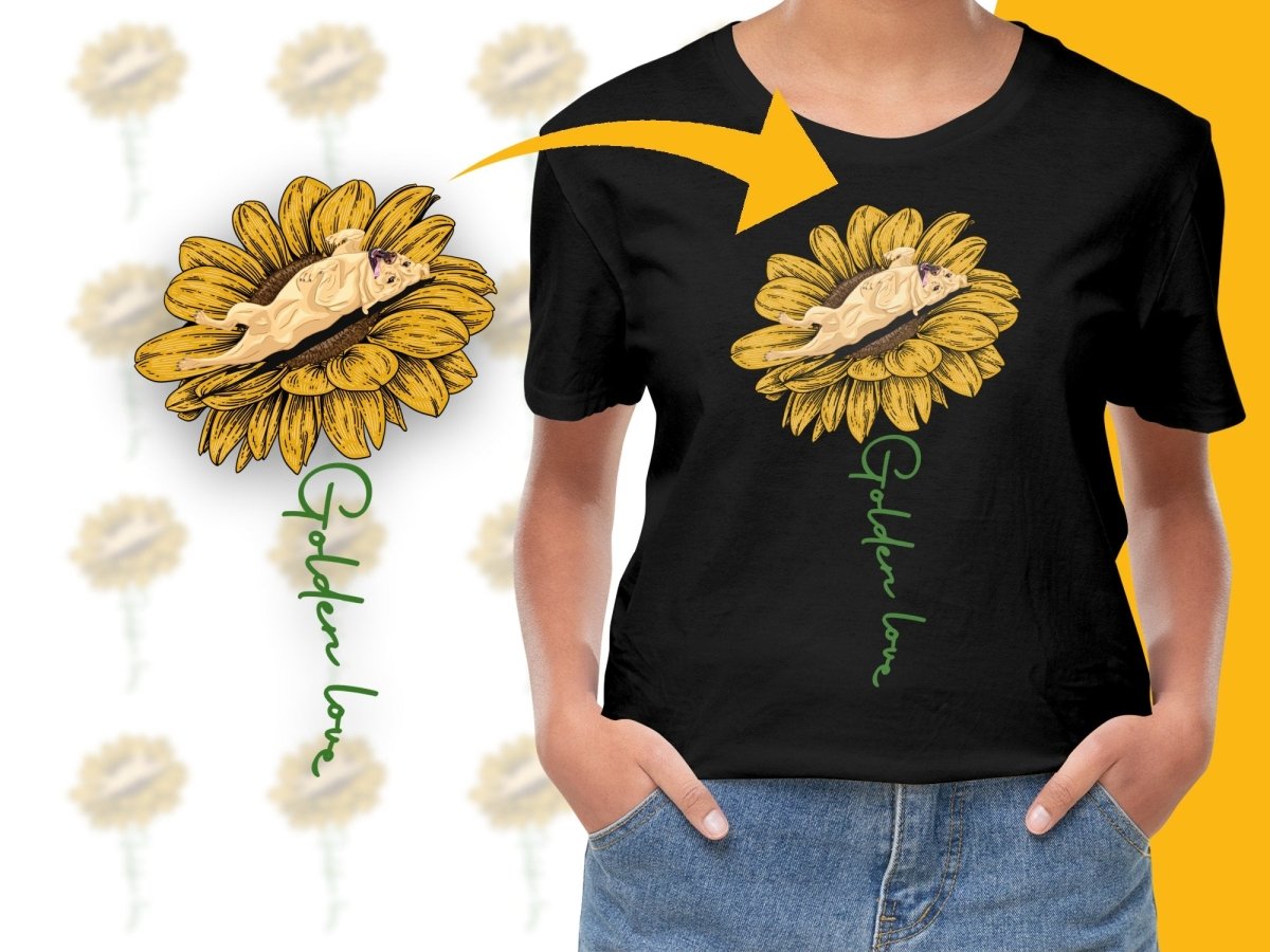 Golden Love Sunflower Golden Retriever PNG File - Teepew