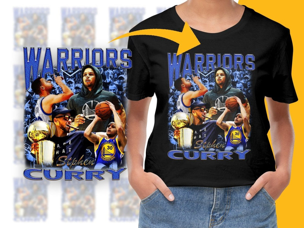 Golden State Warriors Stephen Curry Basketball Star Bootleg Graphic Design PNG File - Teepew