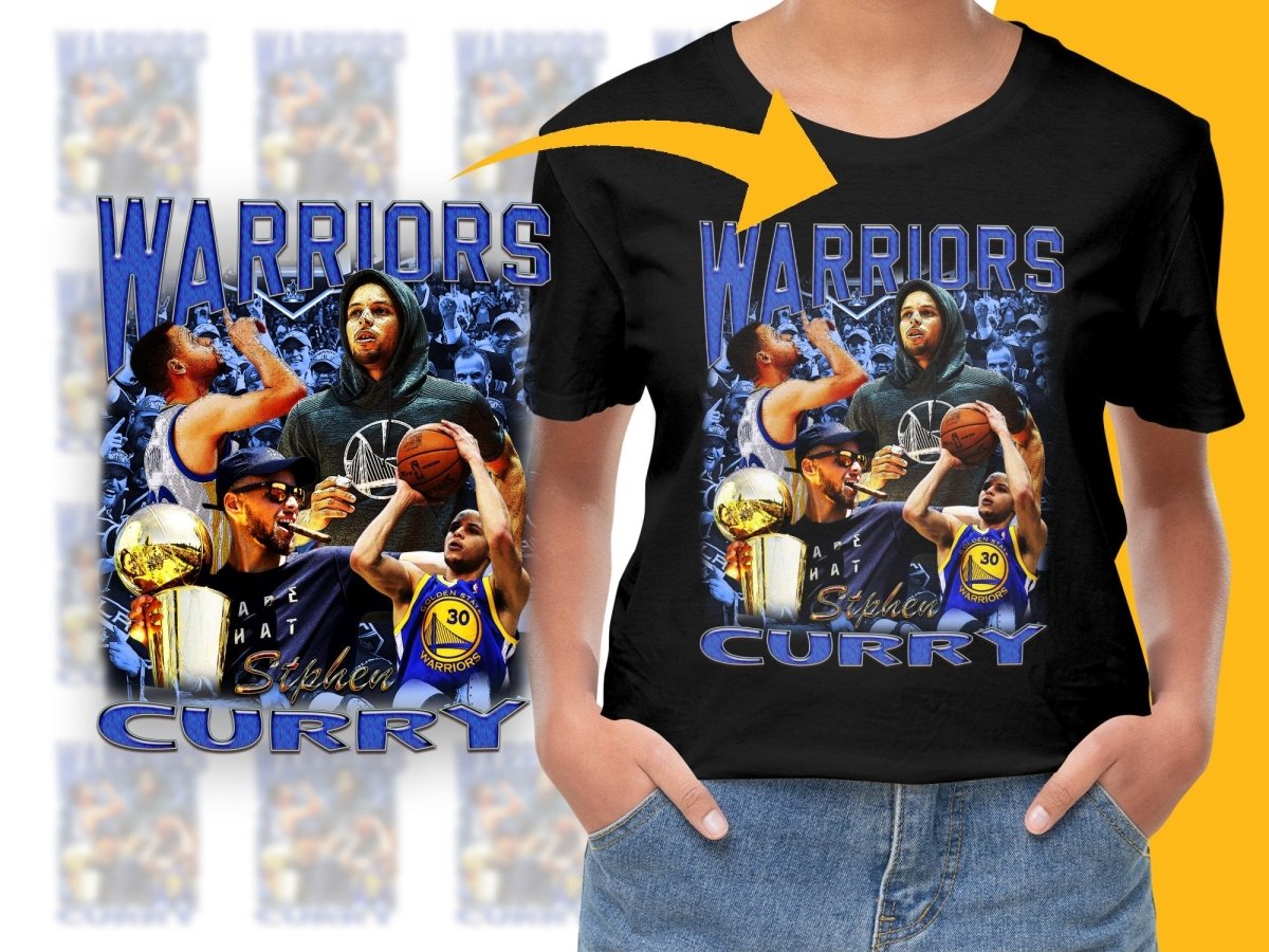 Golden State Warriors Stephen Curry Basketball Star Bootleg Graphic Design PNG File - Teepew