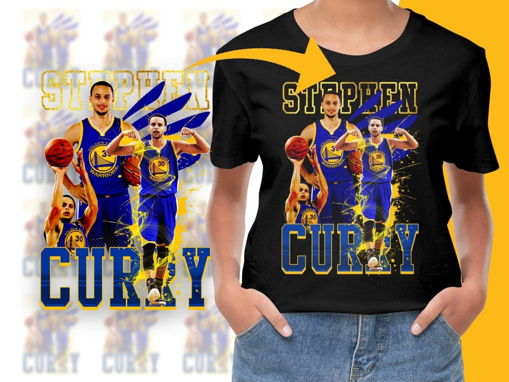 Golden State Warriors Stephen Curry Basketball Star Bootleg PNG File - Teepew