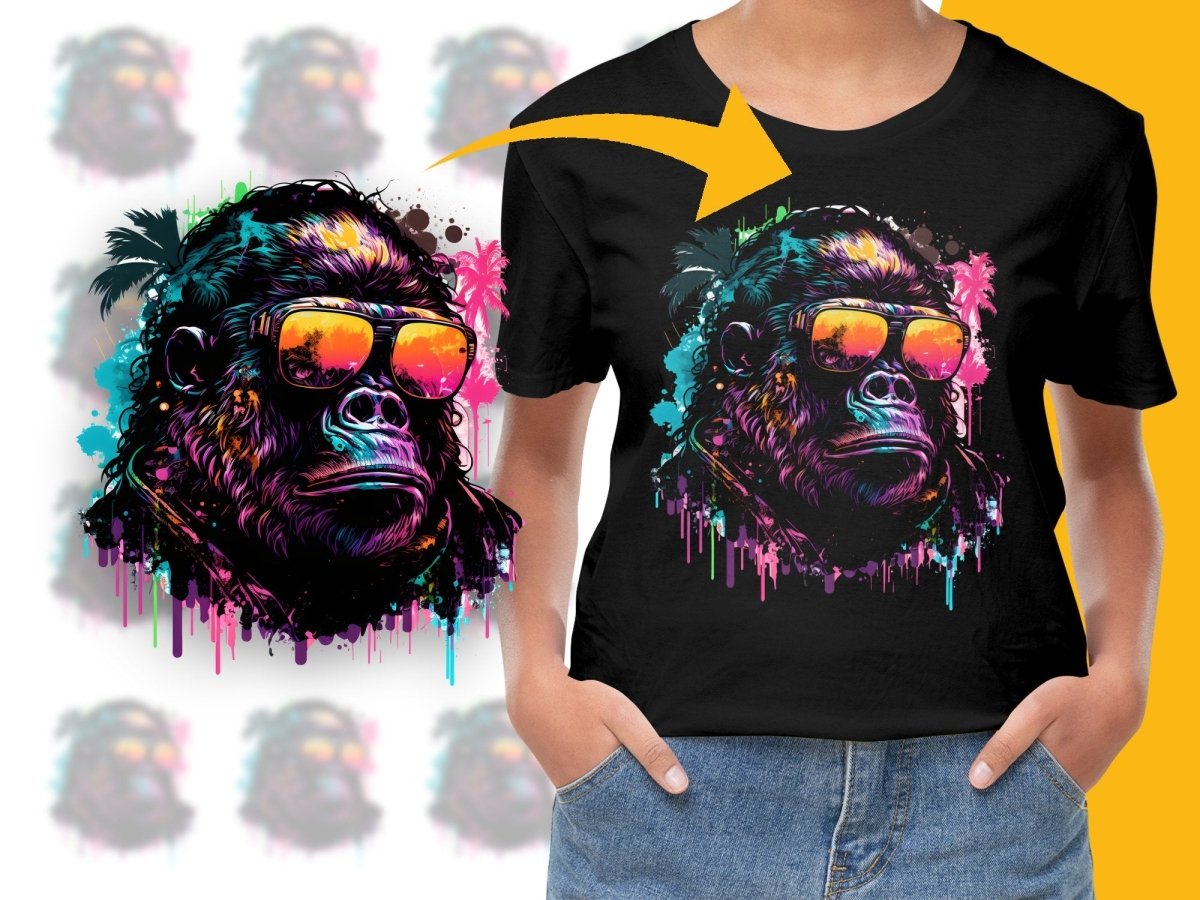Gorilla Sunglasses Urban Art Style Graphic PNG File - Teepew