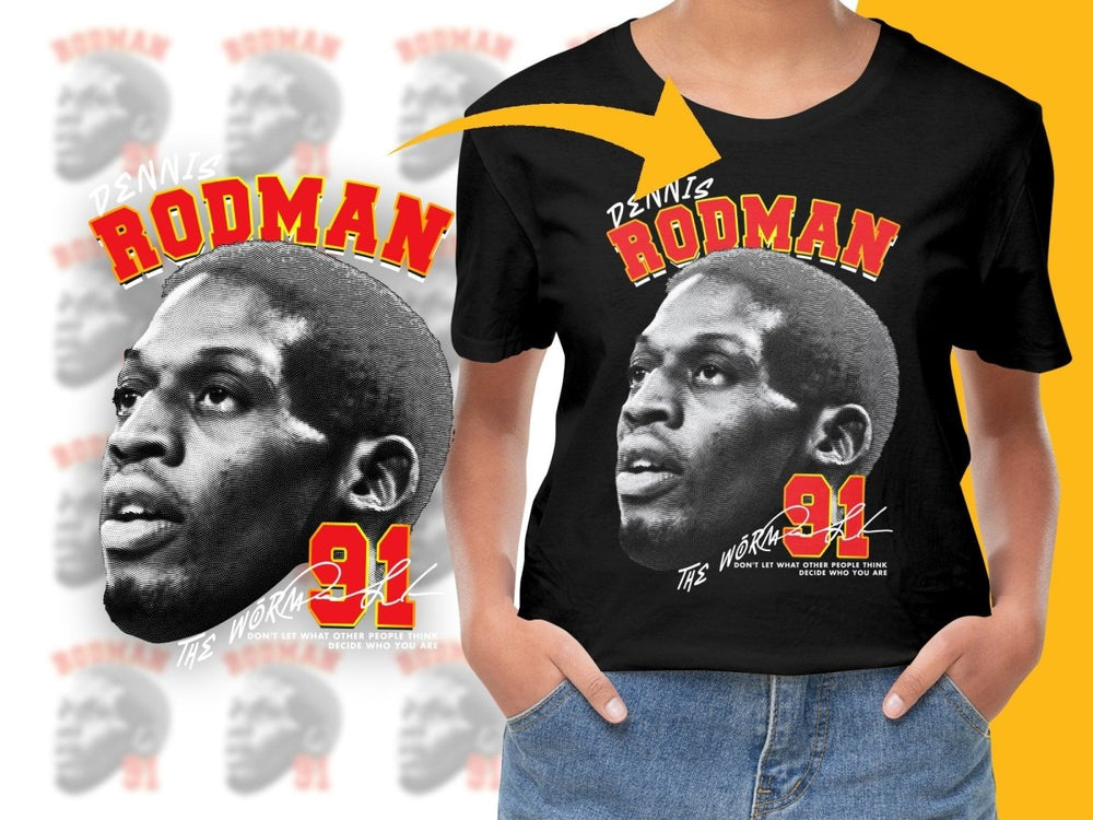 Gray Dennis Rodman 91 Headshot Basketball Star PNG File - Teepew