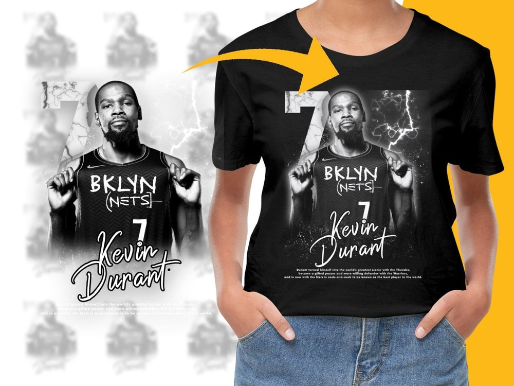 Gray Kevin Durant Brooklyn Nets Basketball Legend Number 7 Bootleg PNG File - Teepew