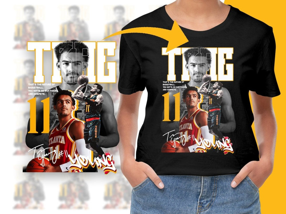 Gray Trae Young Basketball Star Atlanta Signature Edition Bootleg PNG File - Teepew